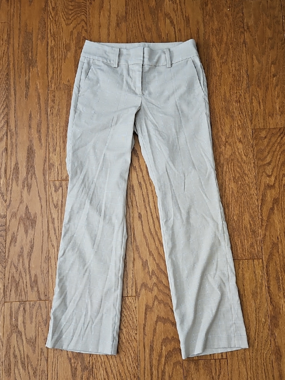 Chic Neutral Plaid Trousers Ann Taylor Factory Straight Leg Career Pants Sz 0P